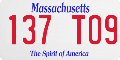 MA license plate 137TO9