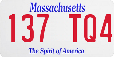 MA license plate 137TQ4