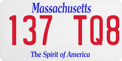 MA license plate 137TQ8