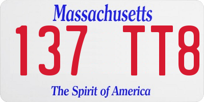 MA license plate 137TT8