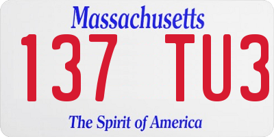 MA license plate 137TU3