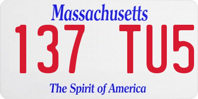MA license plate 137TU5