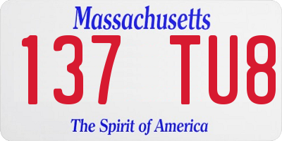 MA license plate 137TU8