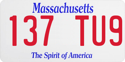 MA license plate 137TU9