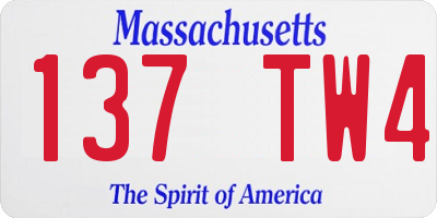 MA license plate 137TW4