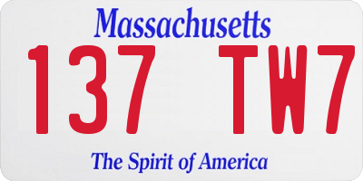 MA license plate 137TW7