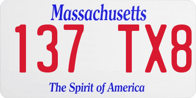MA license plate 137TX8