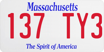 MA license plate 137TY3