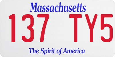 MA license plate 137TY5