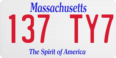 MA license plate 137TY7