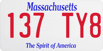 MA license plate 137TY8