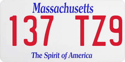 MA license plate 137TZ9
