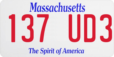 MA license plate 137UD3