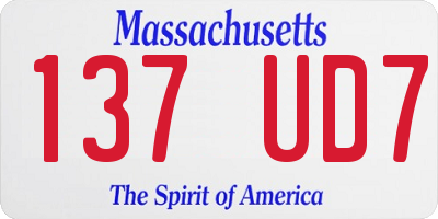 MA license plate 137UD7