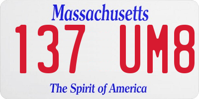 MA license plate 137UM8
