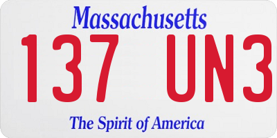 MA license plate 137UN3