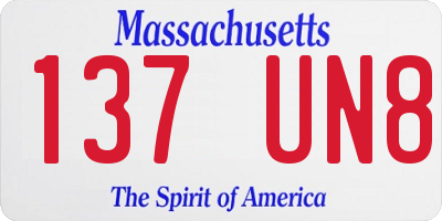 MA license plate 137UN8