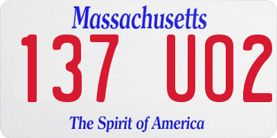 MA license plate 137UO2