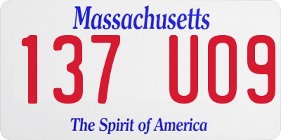 MA license plate 137UO9