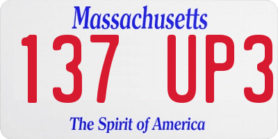 MA license plate 137UP3