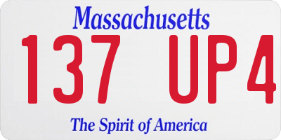 MA license plate 137UP4