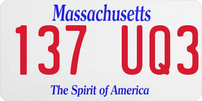 MA license plate 137UQ3