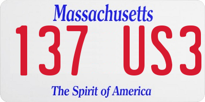 MA license plate 137US3