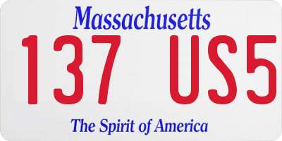 MA license plate 137US5