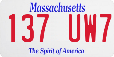 MA license plate 137UW7