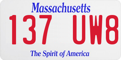 MA license plate 137UW8