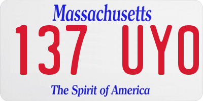 MA license plate 137UY0