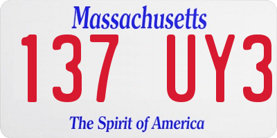 MA license plate 137UY3