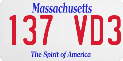 MA license plate 137VD3