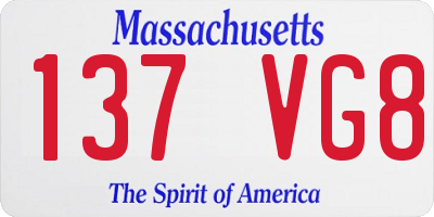 MA license plate 137VG8