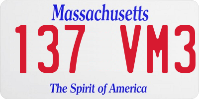 MA license plate 137VM3