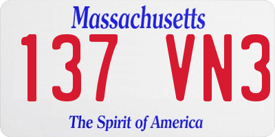 MA license plate 137VN3