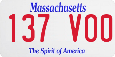 MA license plate 137VO0