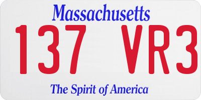 MA license plate 137VR3