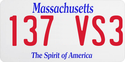 MA license plate 137VS3