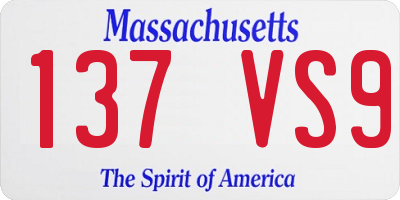 MA license plate 137VS9
