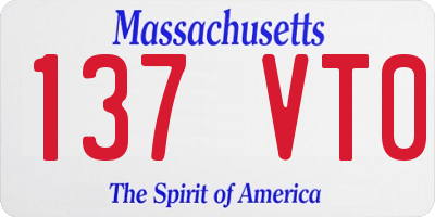MA license plate 137VT0