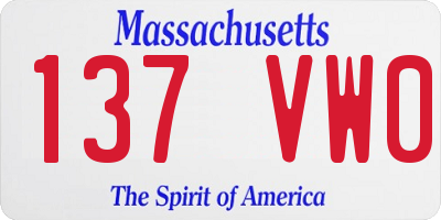 MA license plate 137VW0