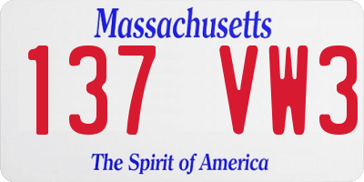 MA license plate 137VW3
