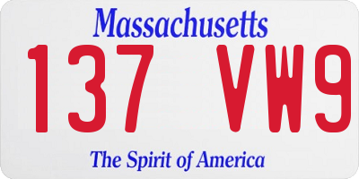 MA license plate 137VW9