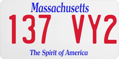 MA license plate 137VY2