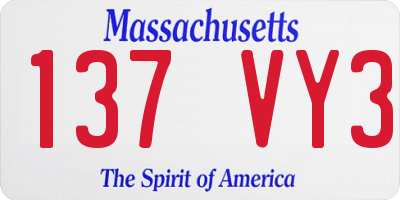 MA license plate 137VY3