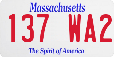 MA license plate 137WA2