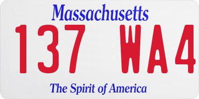MA license plate 137WA4