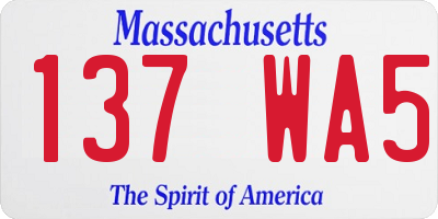 MA license plate 137WA5