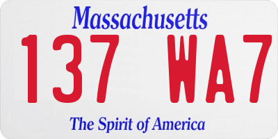 MA license plate 137WA7